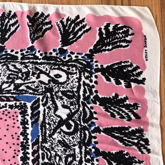 Wesley Simpson Art Work Vintage Large Scarf Conversation Piece - Picture 8 of 15